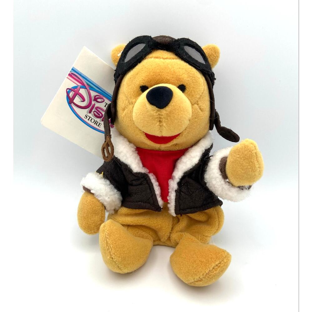 Winnie The Pooh Pilot Pooh The Disney Store Bean Bag 8" Plush Stuffed Toy NWT
